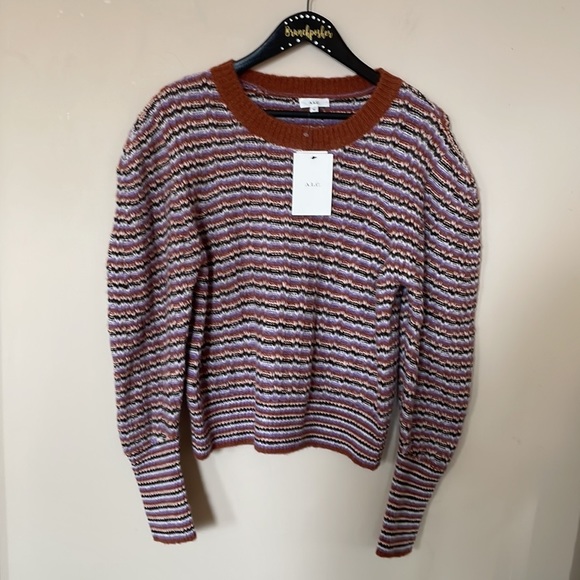 A.L.C. Samara Wool & Alpaca-Blend Amethyst Combo Crewneck Sweater - Picture 5 of 9